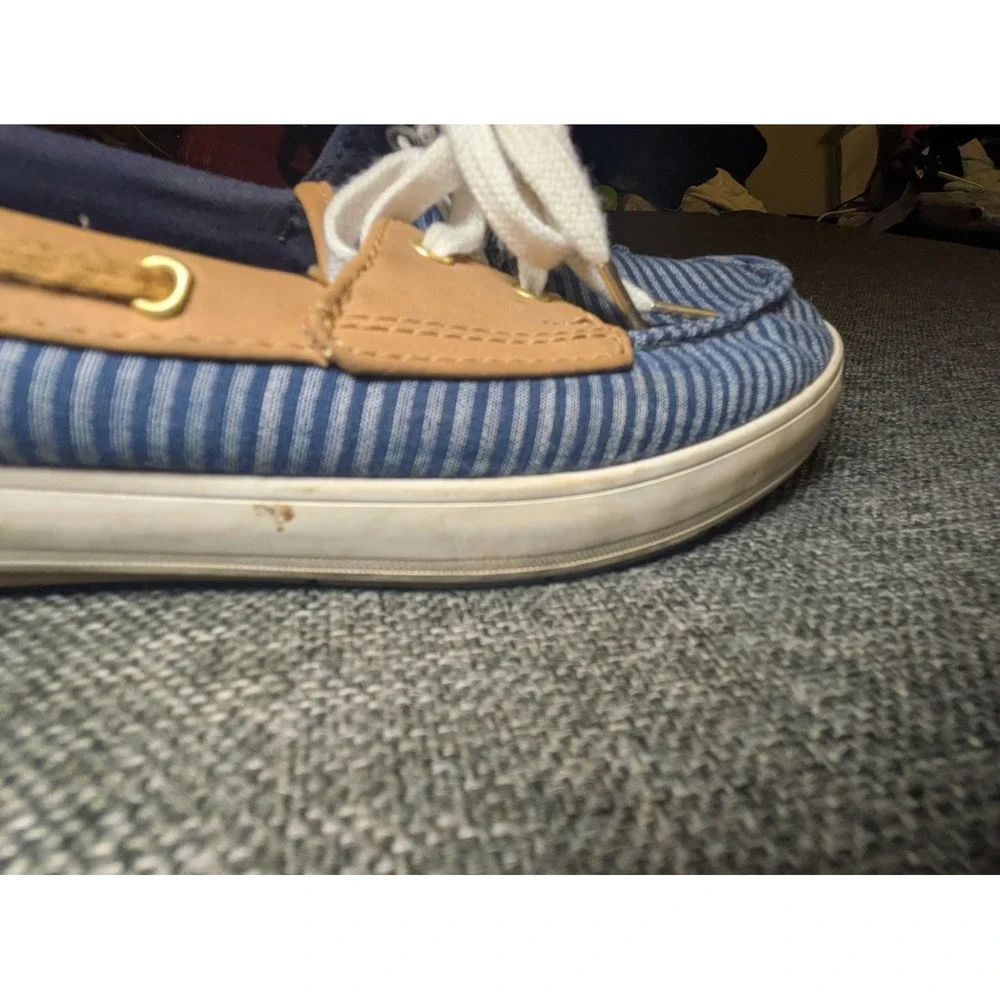 Keds Glimmer Womens Dream Memory Foam Striped Navy Blue Boat Shoes Size 8